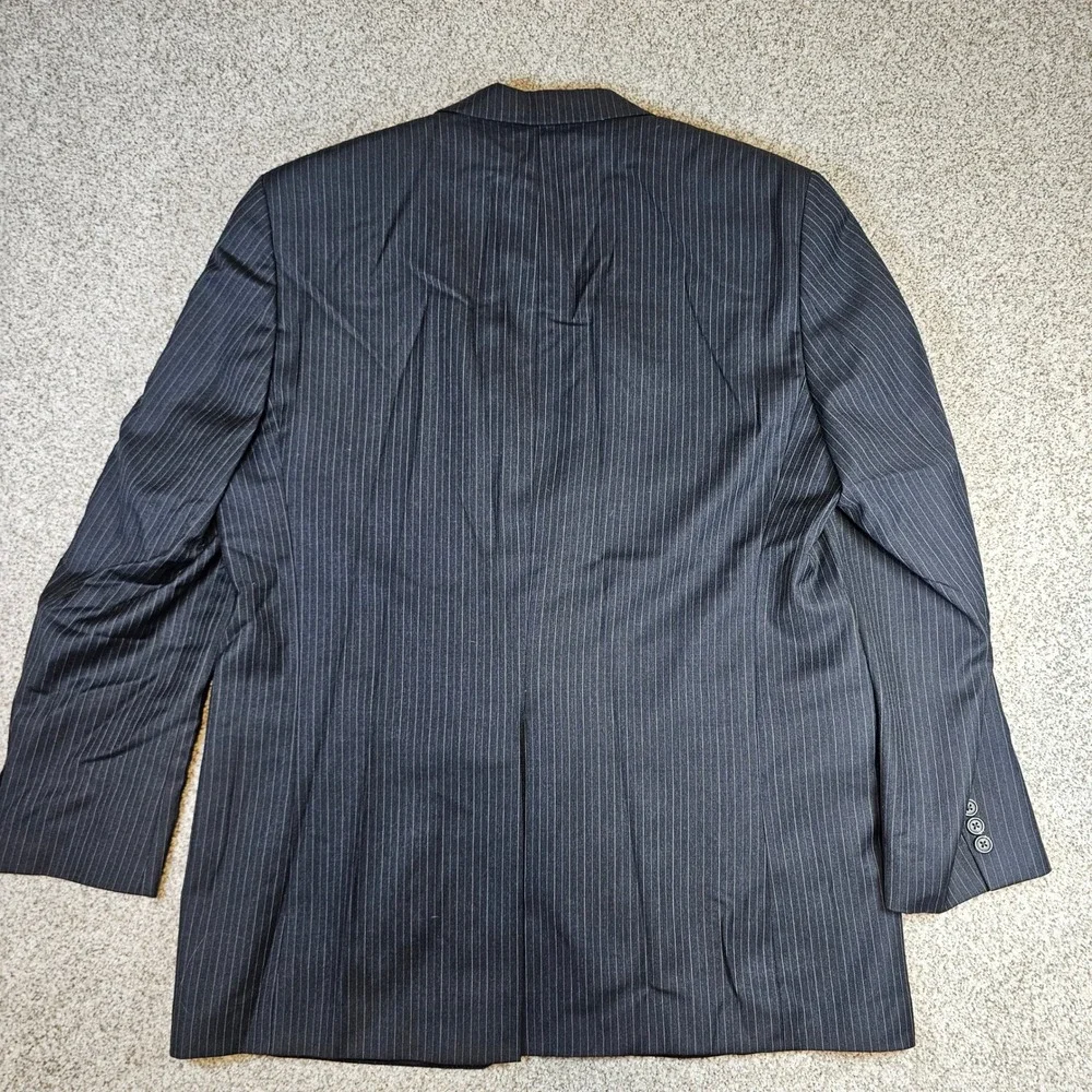 Lauren Ralph Lauren Mens 44L Pinstripe Wool Blazer Navy Blue Made in Canada 44L